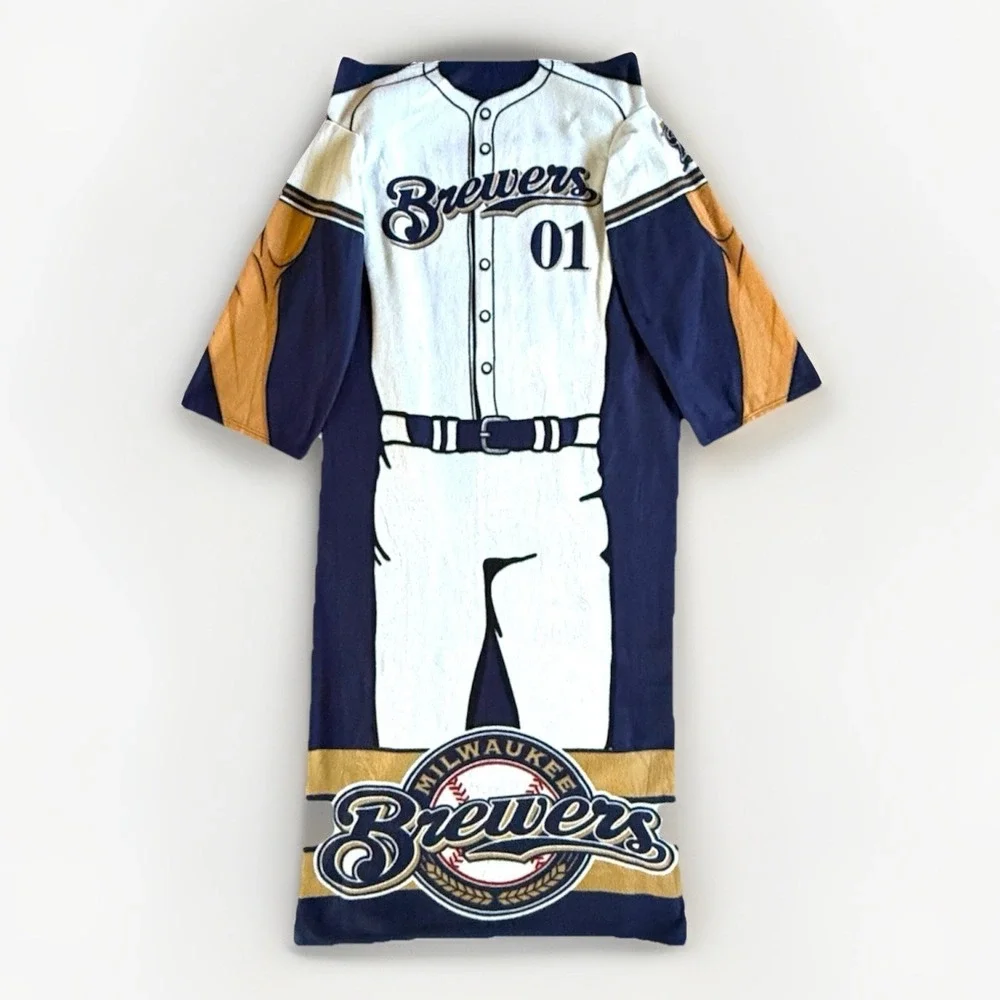 Milwaukee Brewers Wearable Blanket Hoodie Fleece Lounger Adult One Size MLB